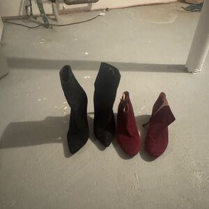 Elegant Black and Red Women's Ankle Boots